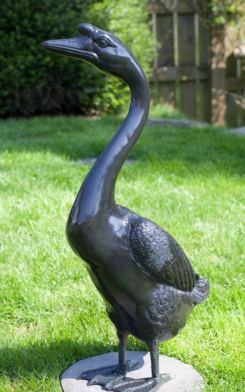 bronze goose garden statue