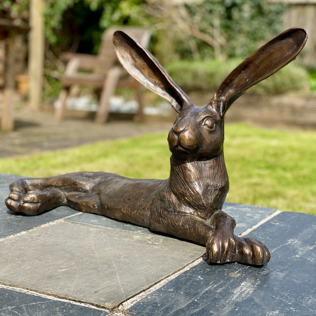 Bronze Hare Lying